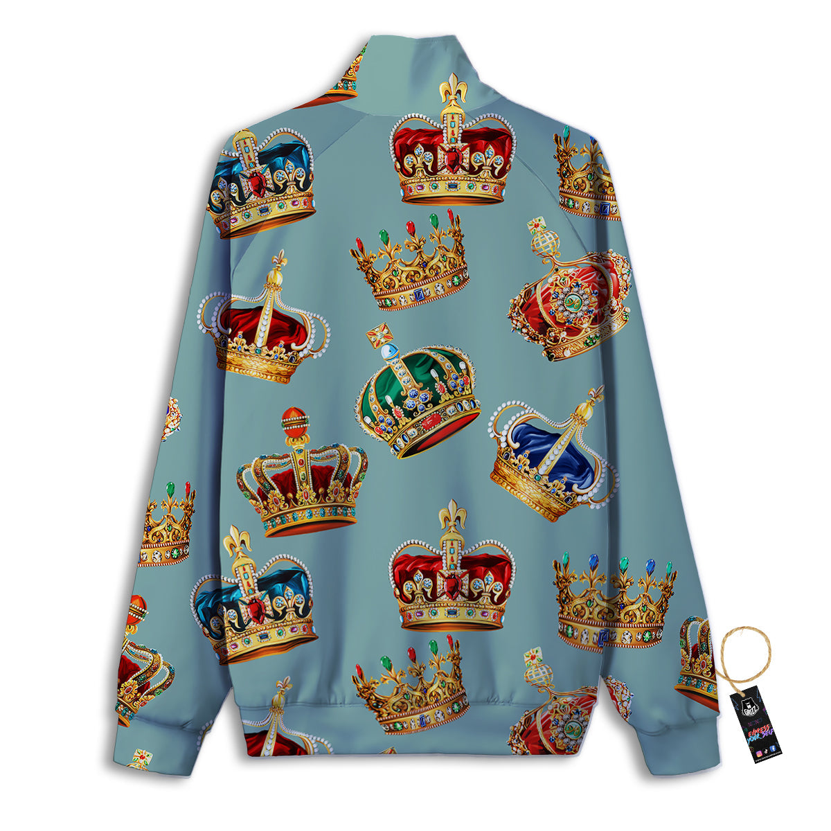 Crown Vintage Print Pattern Track Jacket-grizzshop