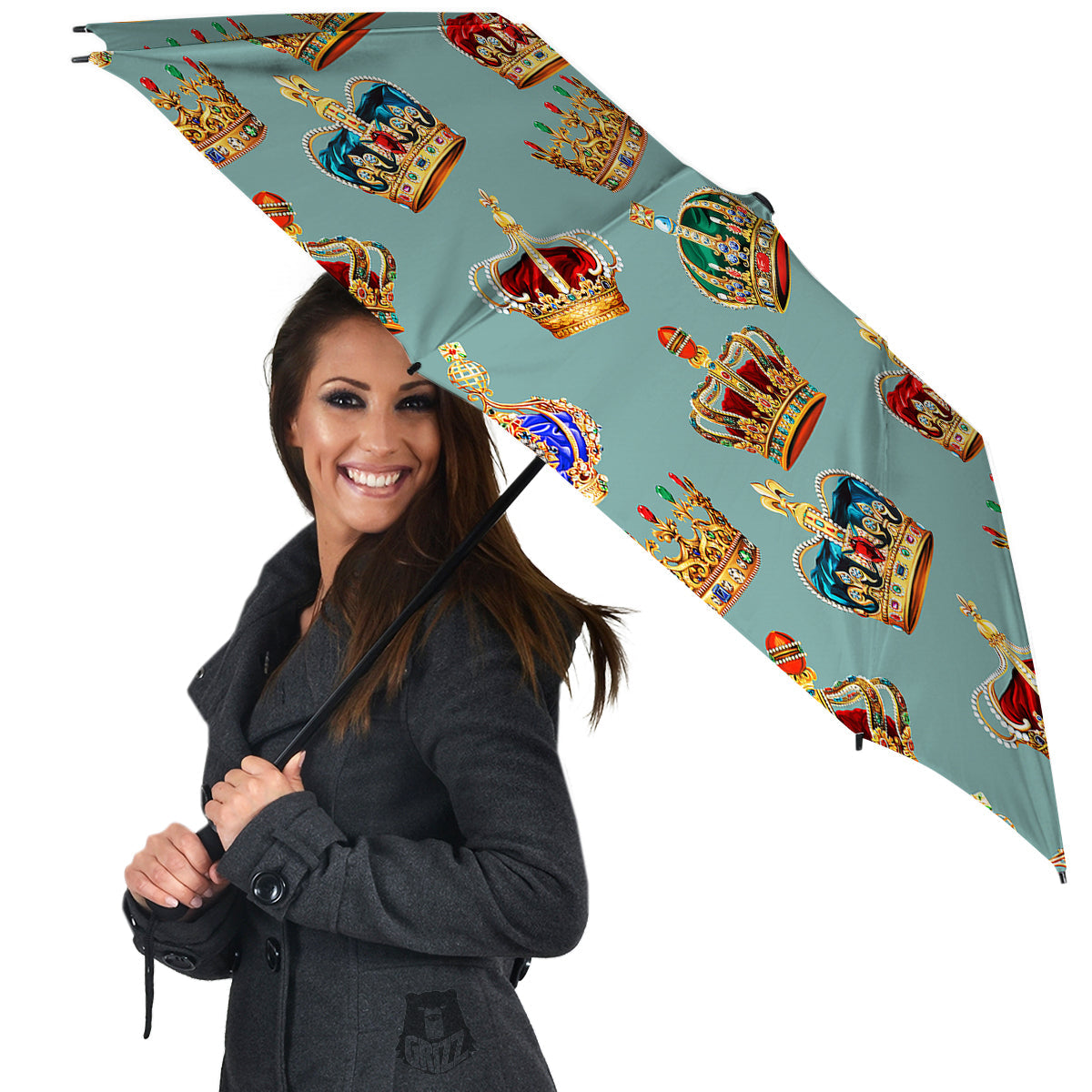 Crown Vintage Print Pattern Umbrella-grizzshop