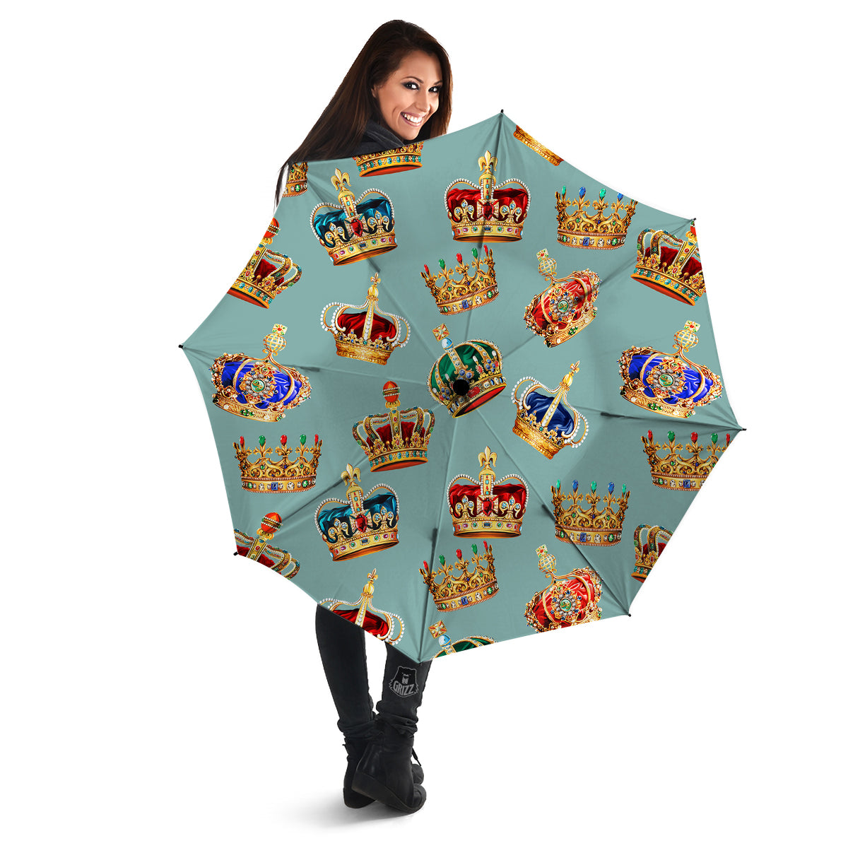 Crown Vintage Print Pattern Umbrella-grizzshop