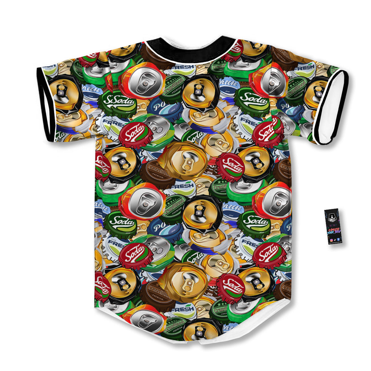 Crumpled Cans And Caps Print Pattern Baseball Jersey-grizzshop