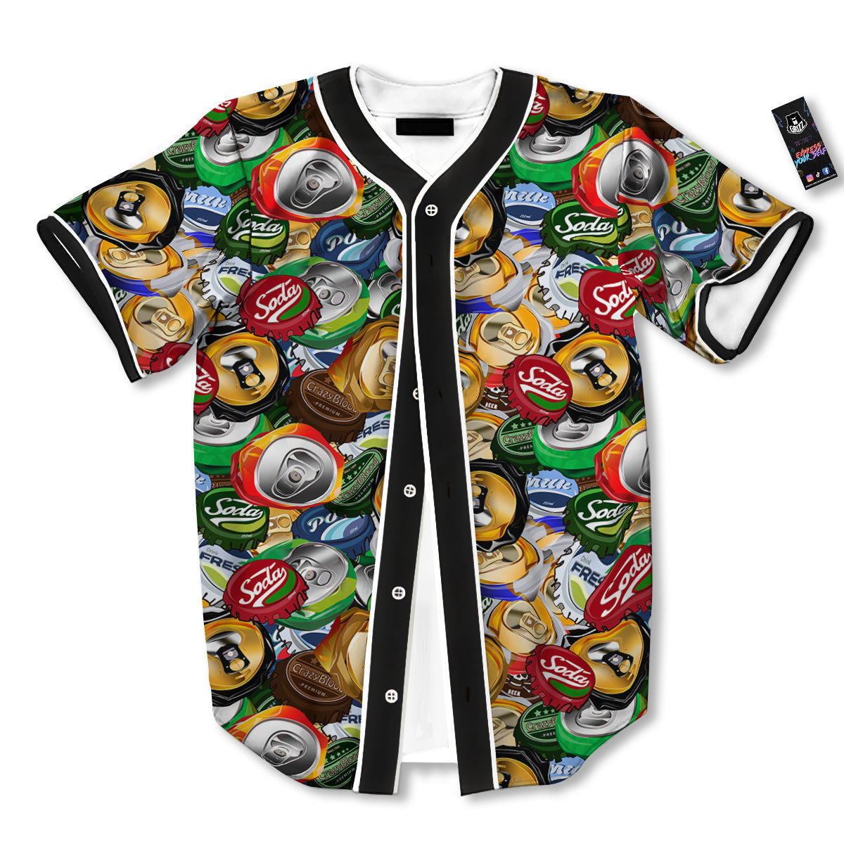 Crumpled Cans And Caps Print Pattern Baseball Jersey-grizzshop