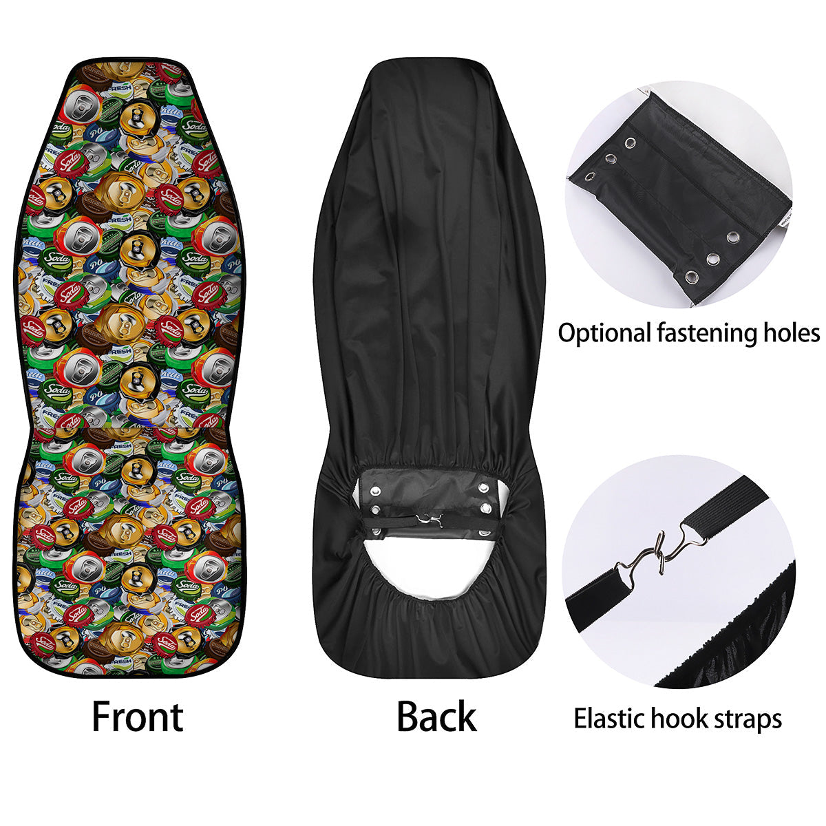 Crumpled Cans And Caps Print Pattern Car Seat Covers-grizzshop