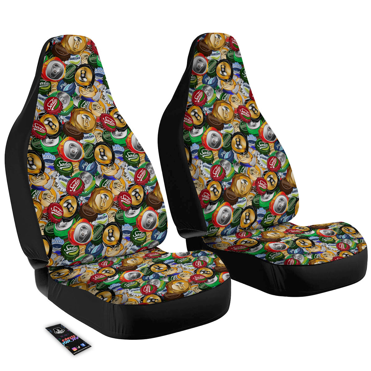 Crumpled Cans And Caps Print Pattern Car Seat Covers-grizzshop