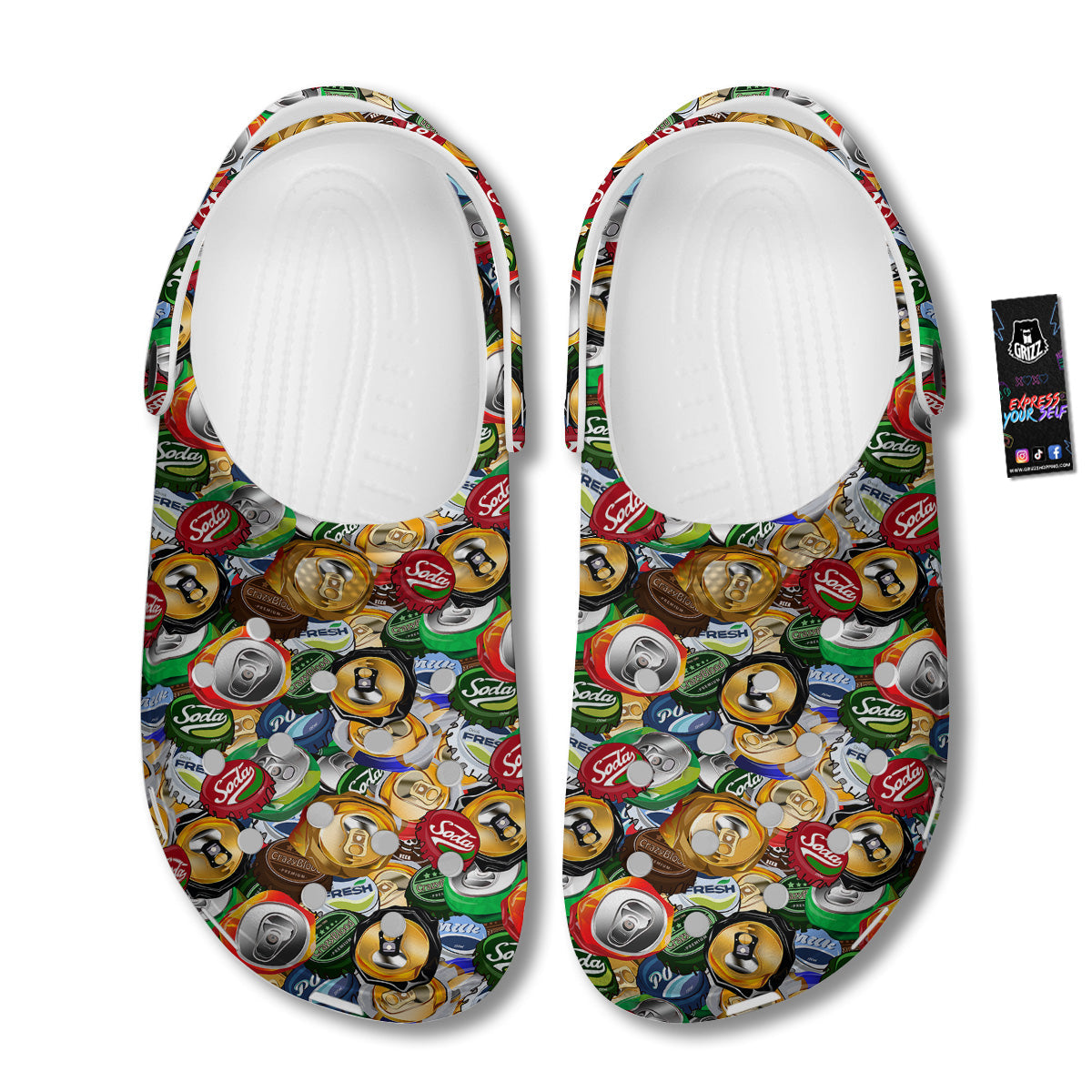Crumpled Cans And Caps Print Pattern Clog-grizzshop