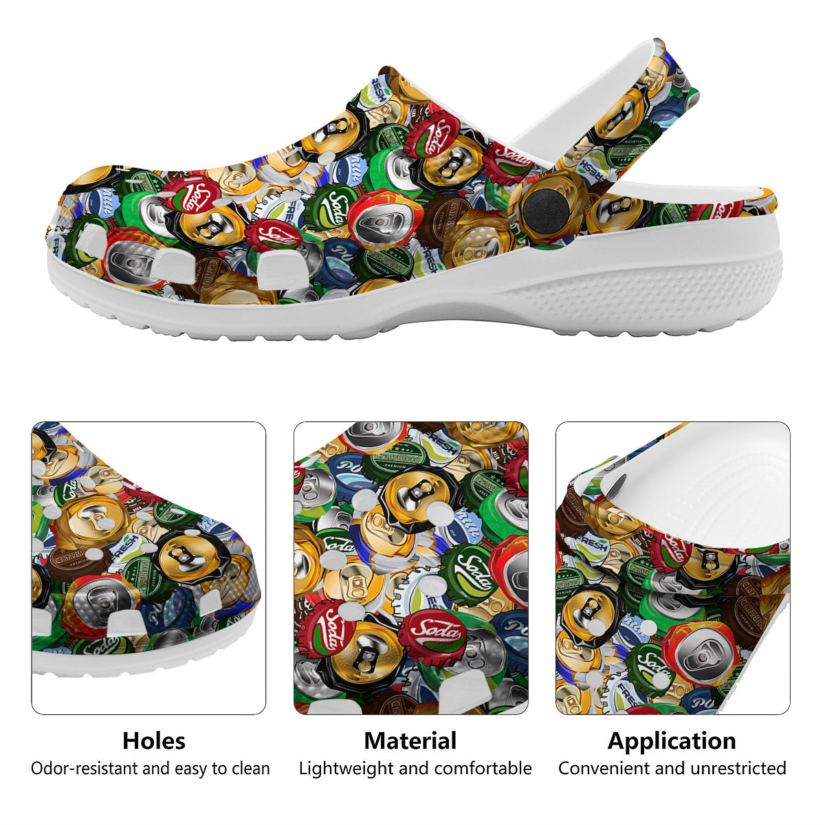 Crumpled Cans And Caps Print Pattern Clog-grizzshop