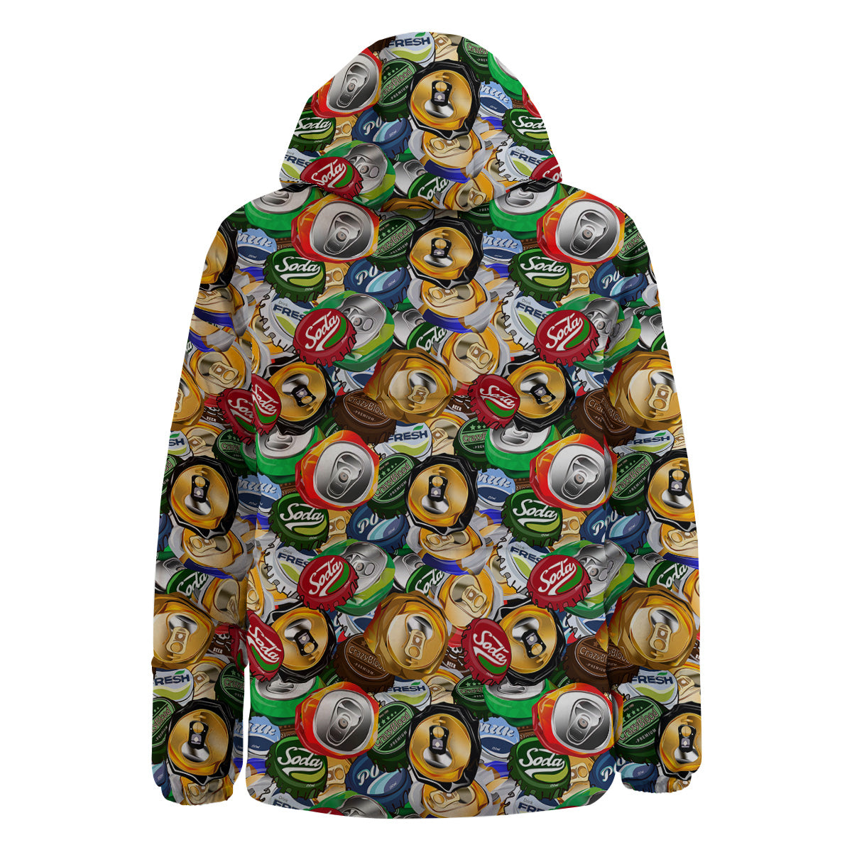 Crumpled Cans And Caps Print Pattern Down Jacket-grizzshop