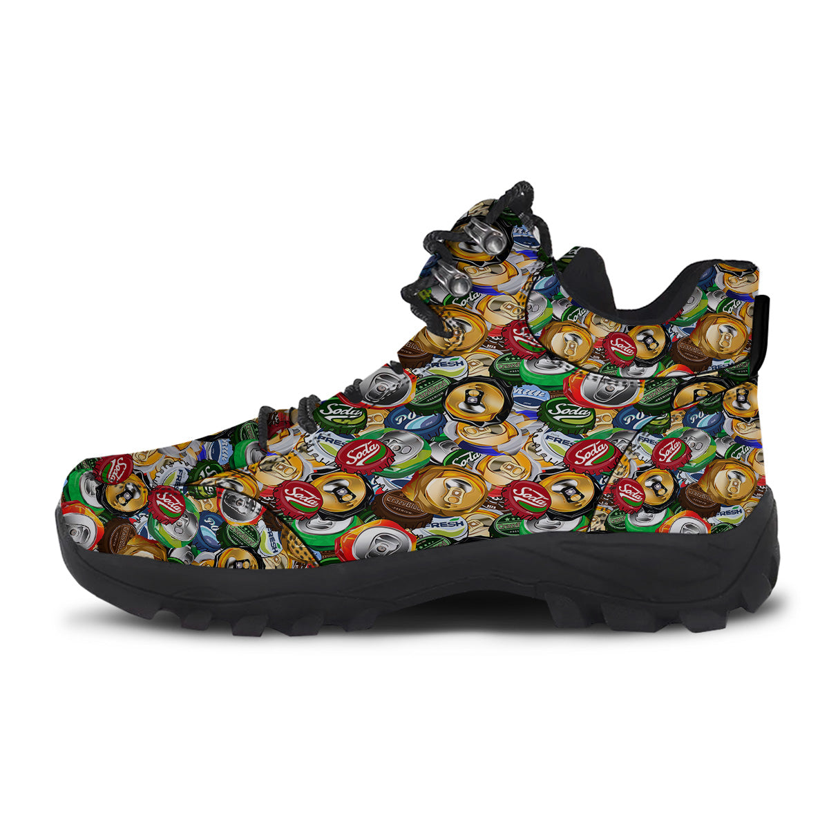 Crumpled Cans And Caps Print Pattern Hiking Shoes-grizzshop