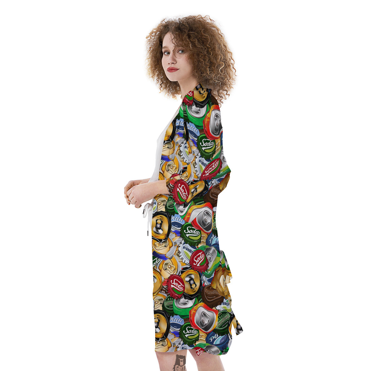 Crumpled Cans And Caps Print Pattern Kimono-grizzshop