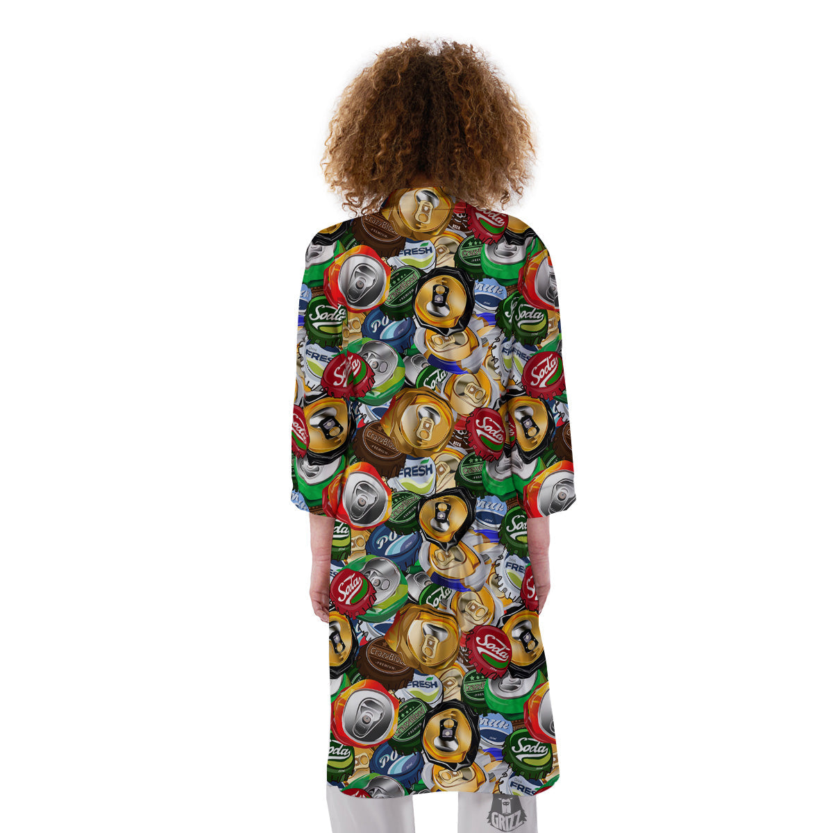 Crumpled Cans And Caps Print Pattern Kimono-grizzshop