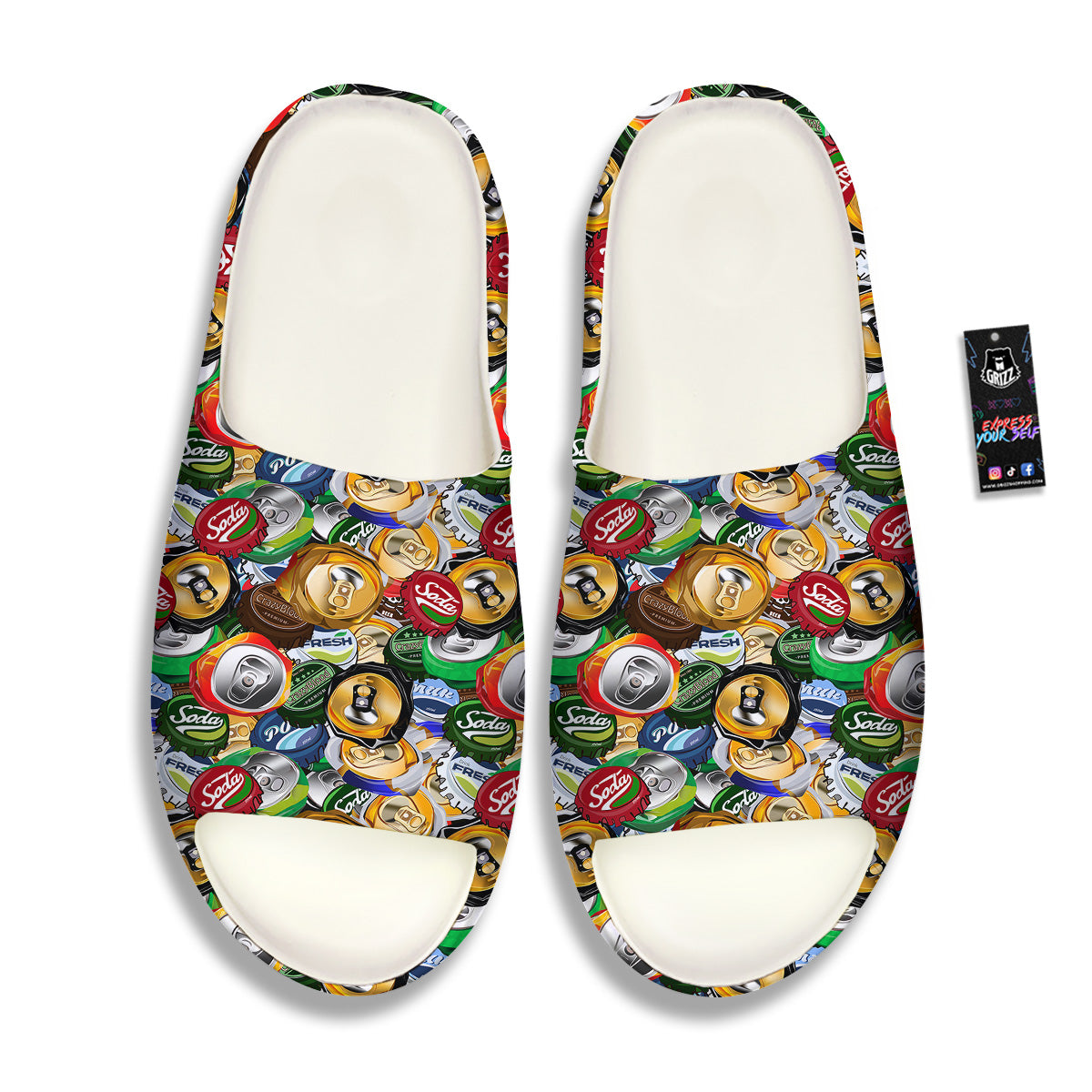 Crumpled Cans And Caps Print Pattern Sandals-grizzshop