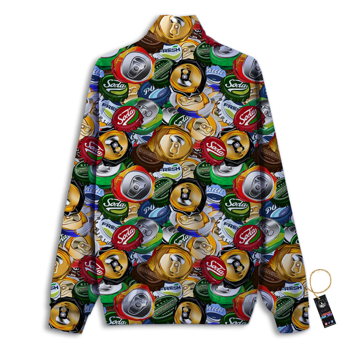 Crumpled Cans And Caps Print Pattern Track Jacket-grizzshop