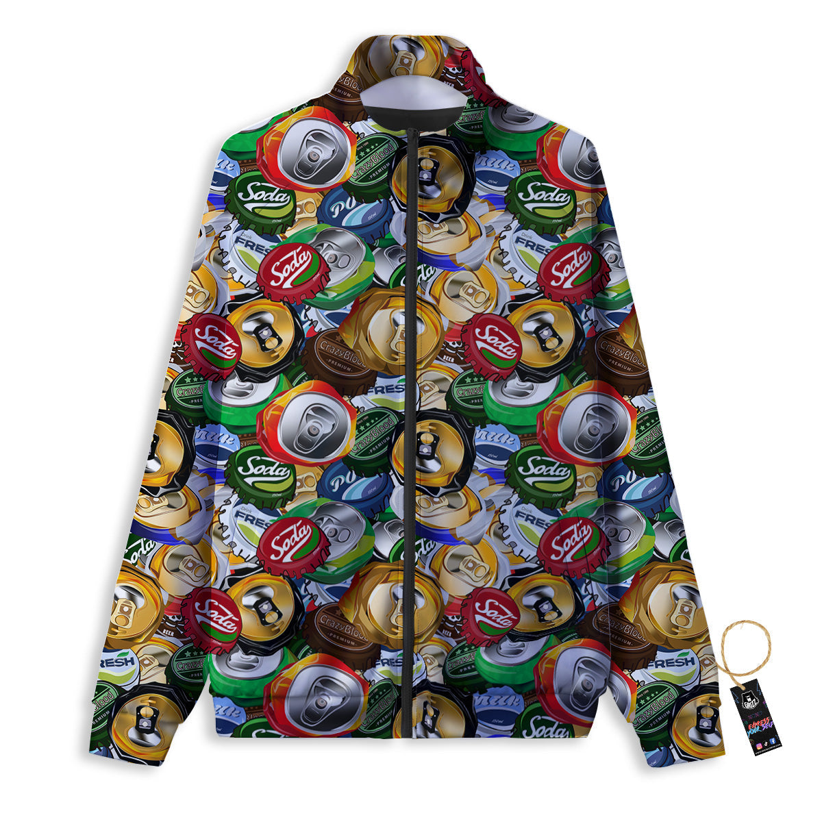 Crumpled Cans And Caps Print Pattern Track Jacket-grizzshop