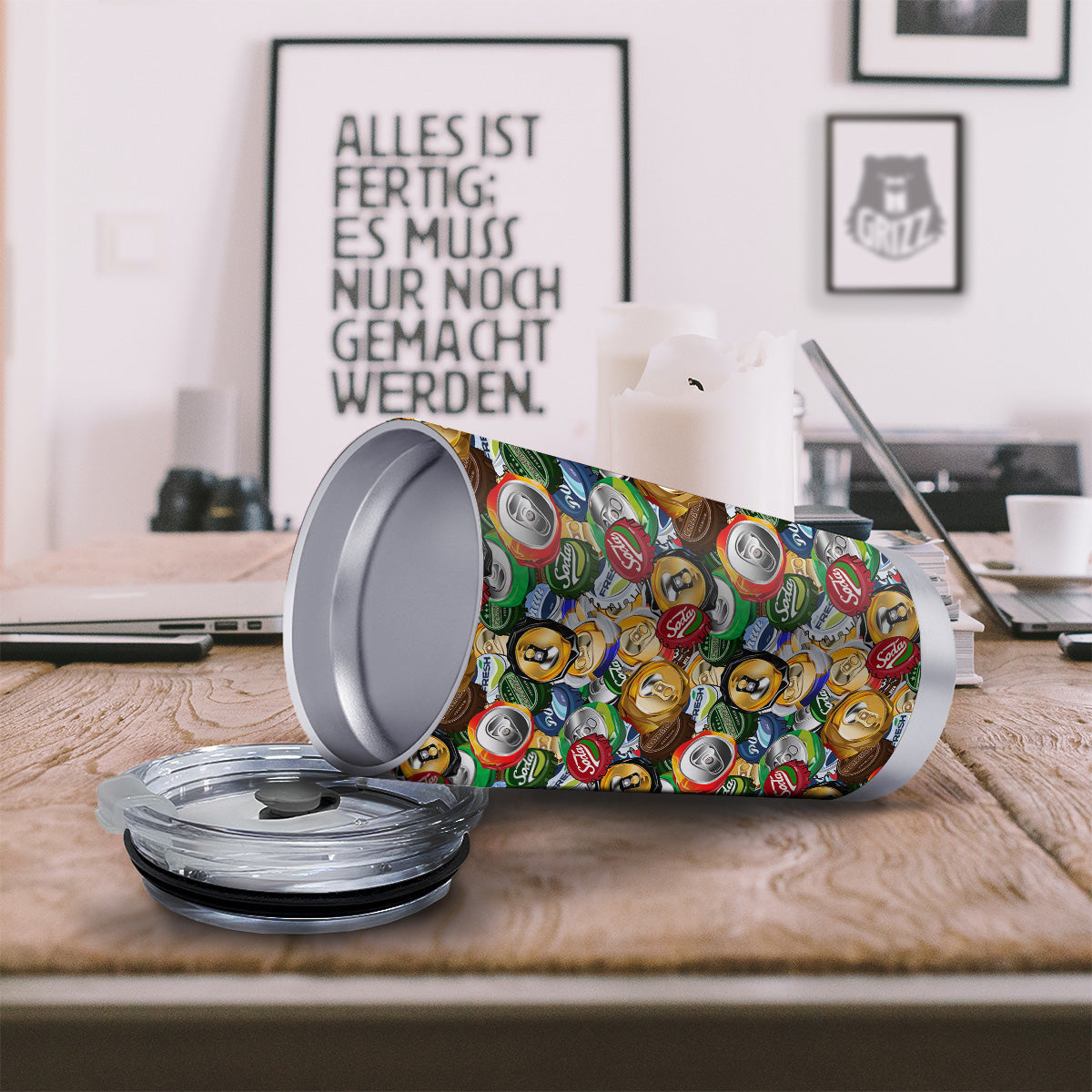 Crumpled Cans And Caps Print Pattern Tumbler-grizzshop