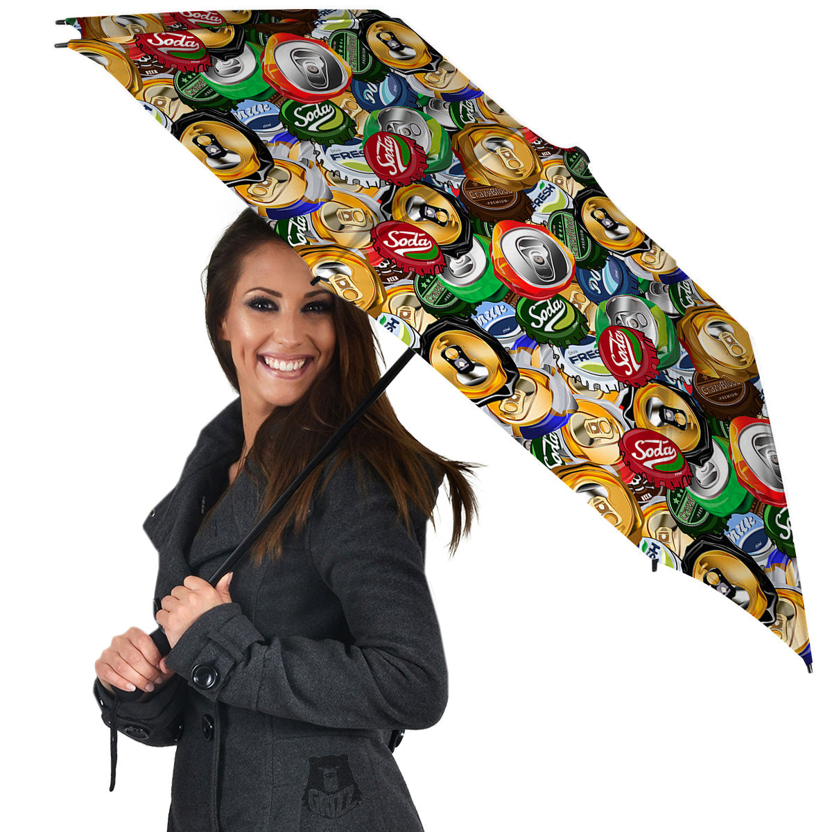 Crumpled Cans And Caps Print Pattern Umbrella-grizzshop
