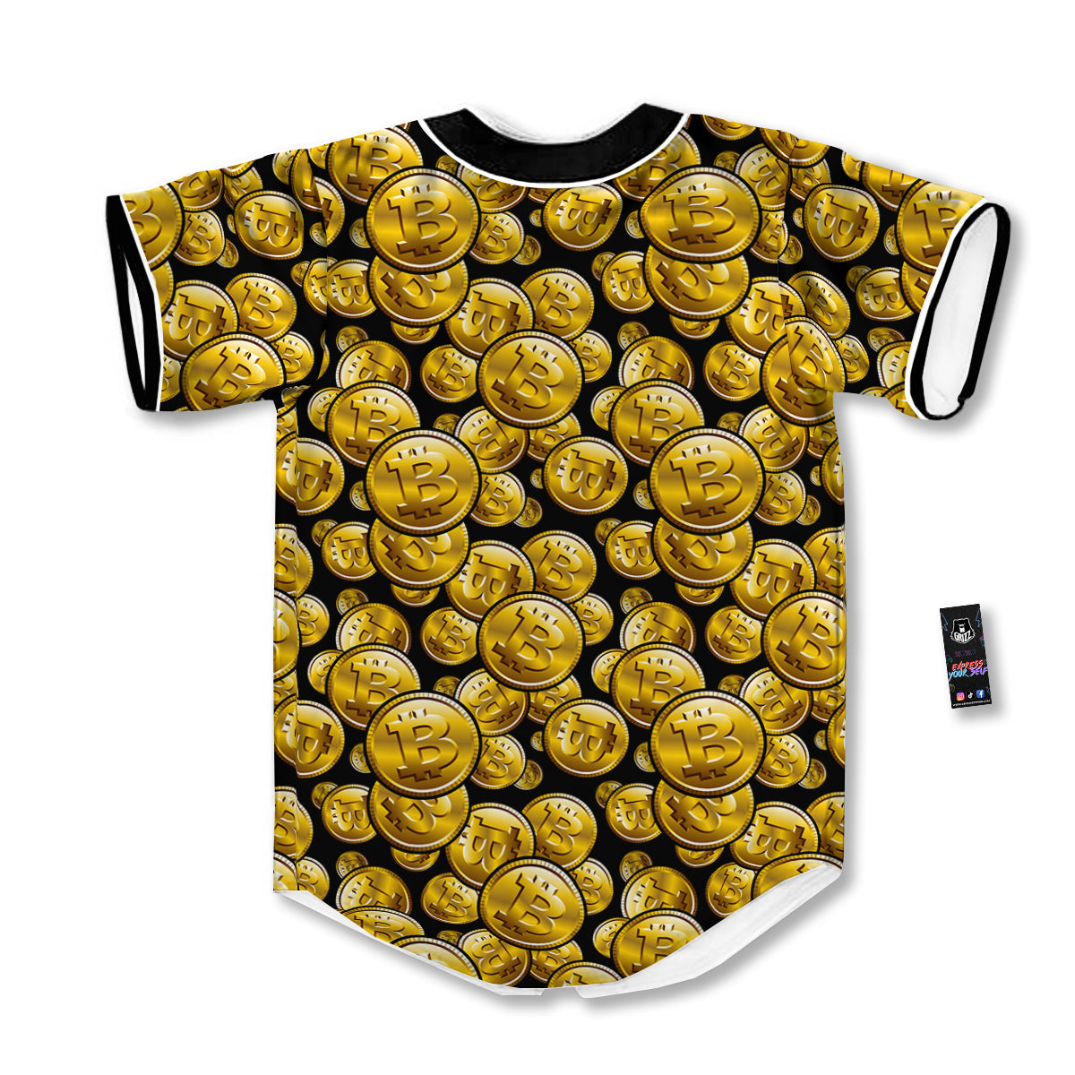 Crypto Bitcoin Print Pattern Baseball Jersey-grizzshop