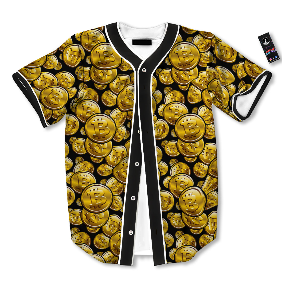Crypto Bitcoin Print Pattern Baseball Jersey-grizzshop