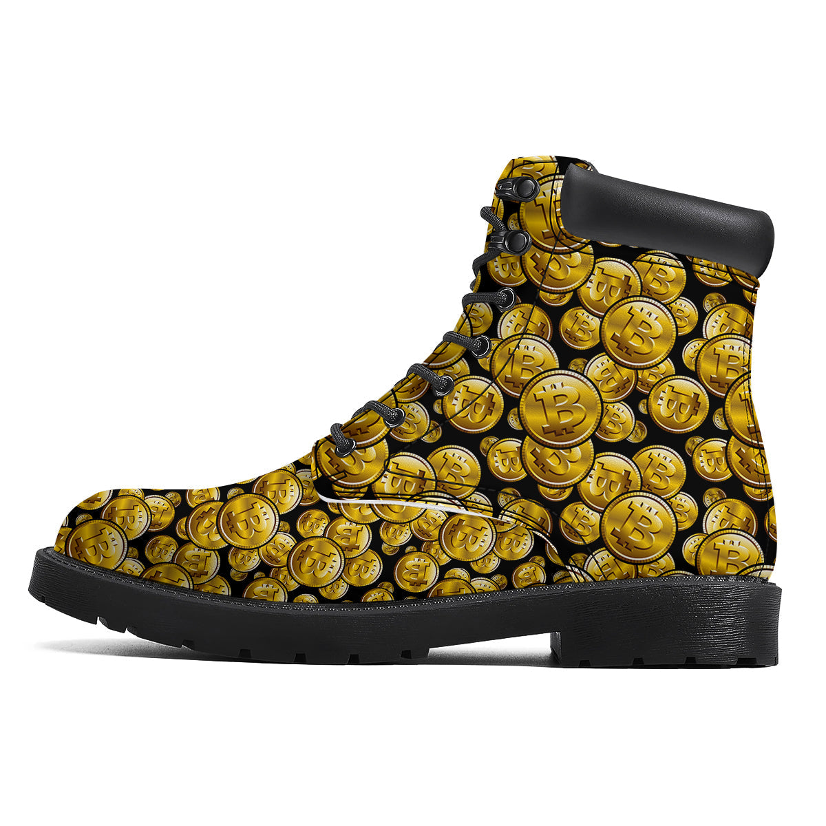 Crypto Bitcoin Print Pattern Boots-grizzshop