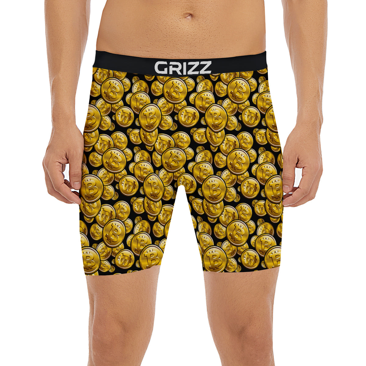 Crypto Bitcoin Print Pattern Boxer Briefs-grizzshop