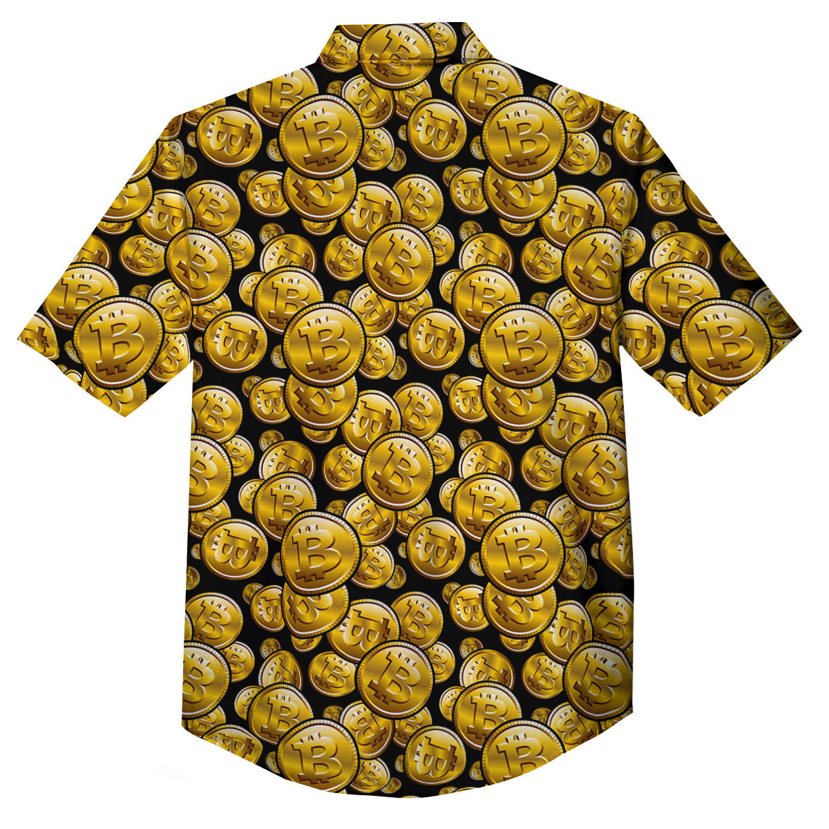 Crypto Bitcoin Print Pattern Button Up Shirt-grizzshop