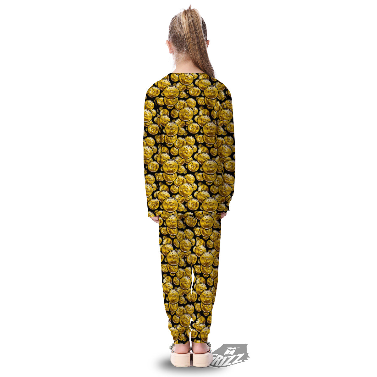 Crypto Bitcoin Print Pattern Kid's Pajamas-grizzshop