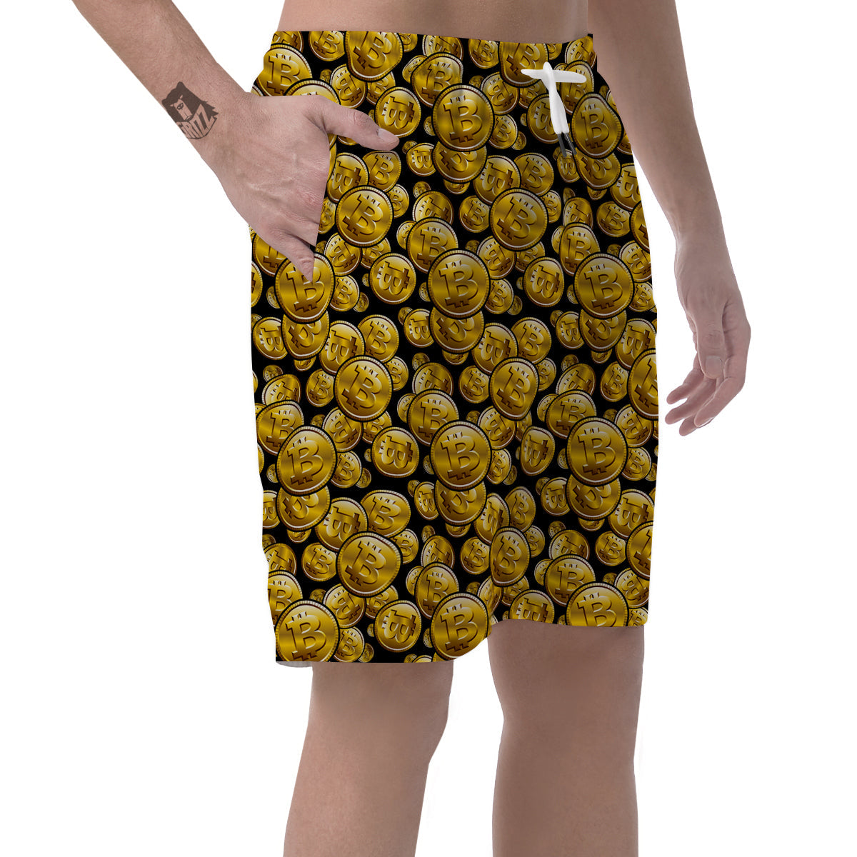 Crypto Bitcoin Print Pattern Men's Shorts-grizzshop
