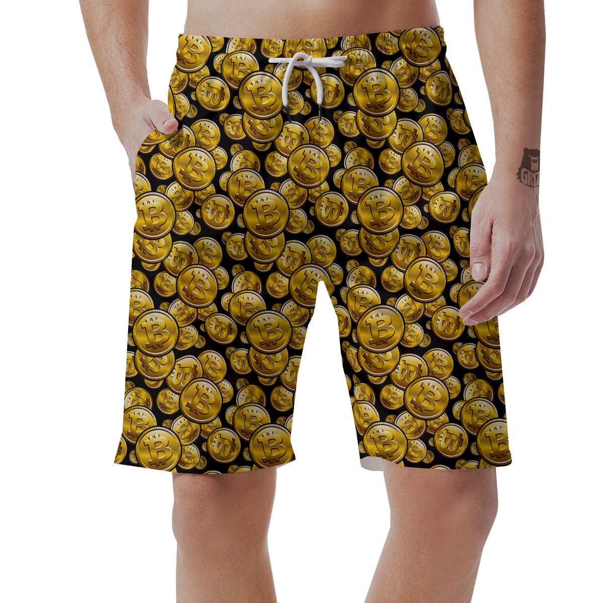 Crypto Bitcoin Print Pattern Men's Shorts-grizzshop