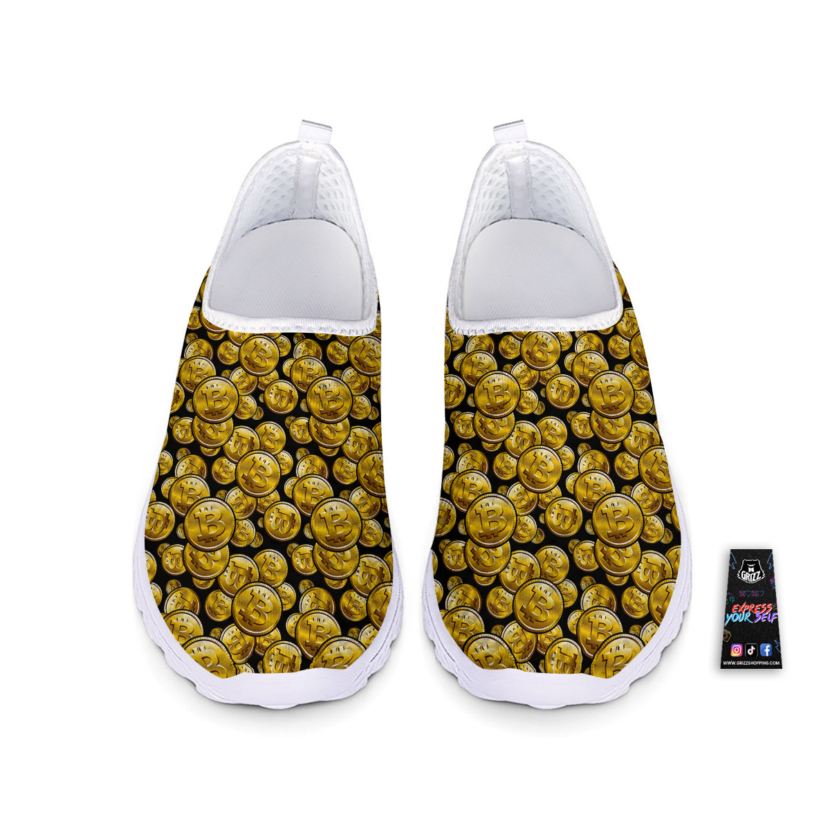 Crypto Bitcoin Print Pattern Nurse Shoes-grizzshop
