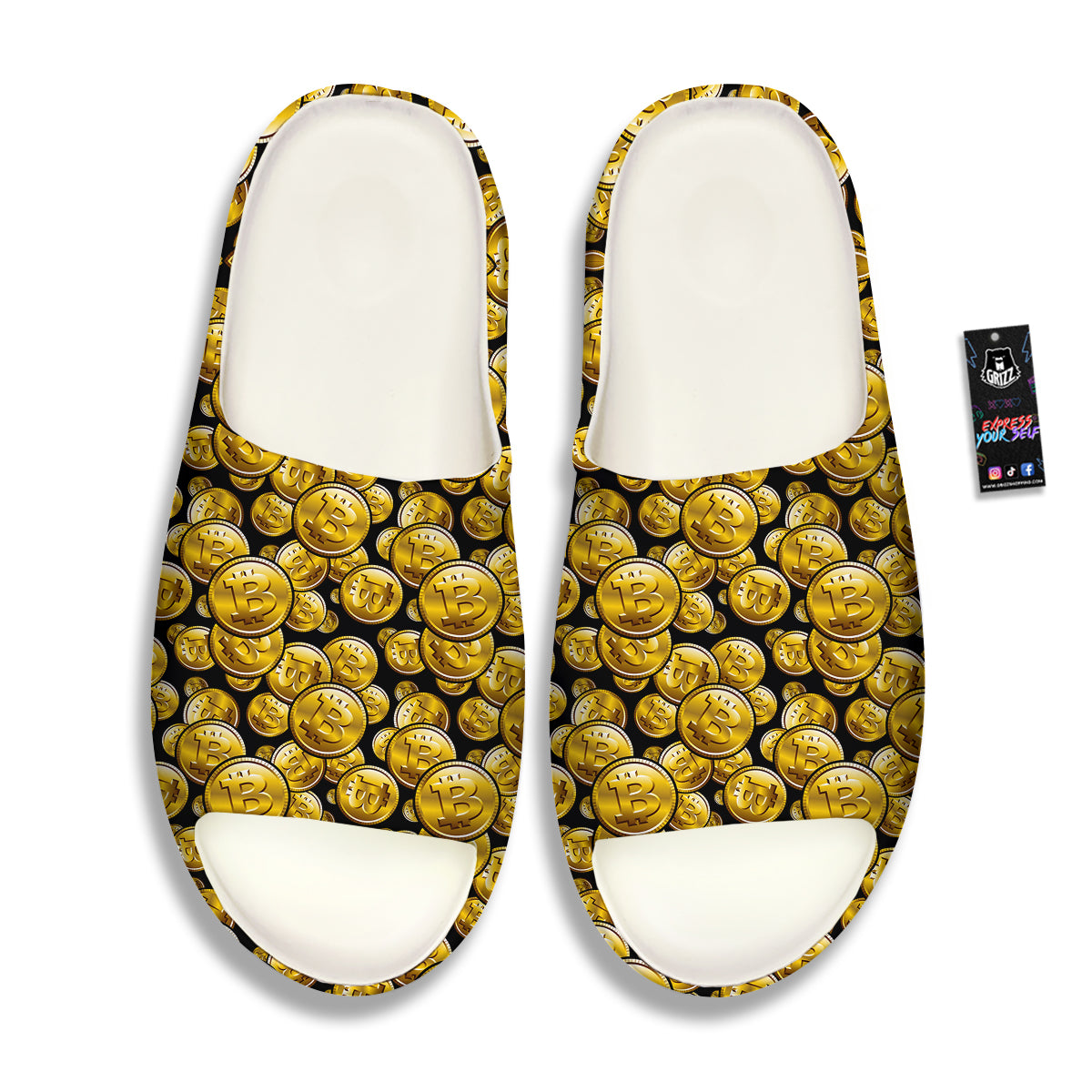 Crypto Bitcoin Print Pattern Sandals-grizzshop