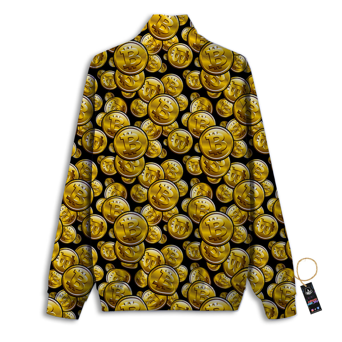 Crypto Bitcoin Print Pattern Track Jacket-grizzshop