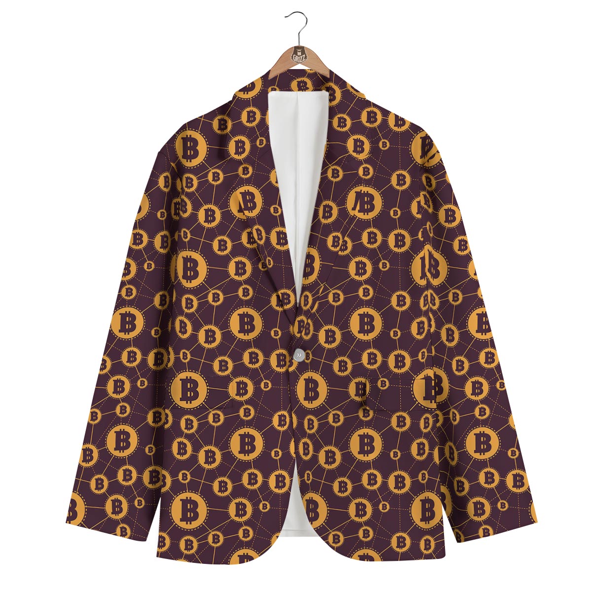 Cryptocurrency Bitcoin Pattern Print Men's Blazer-grizzshop