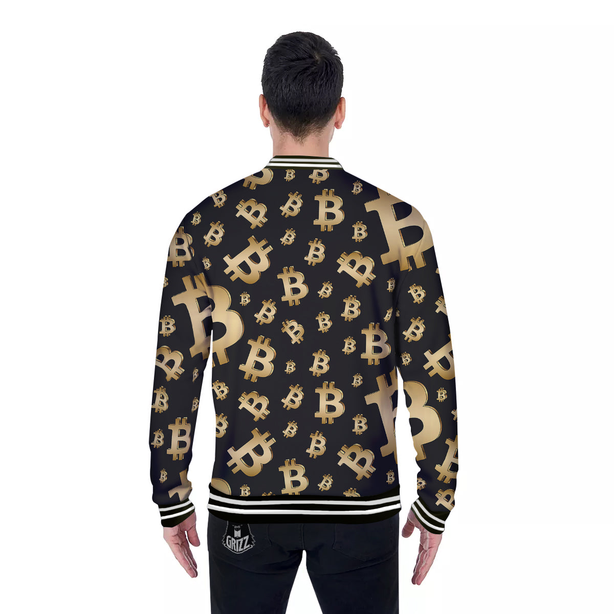 Cryptocurrency Bitcoin Print Pattern Baseball Jacket-grizzshop