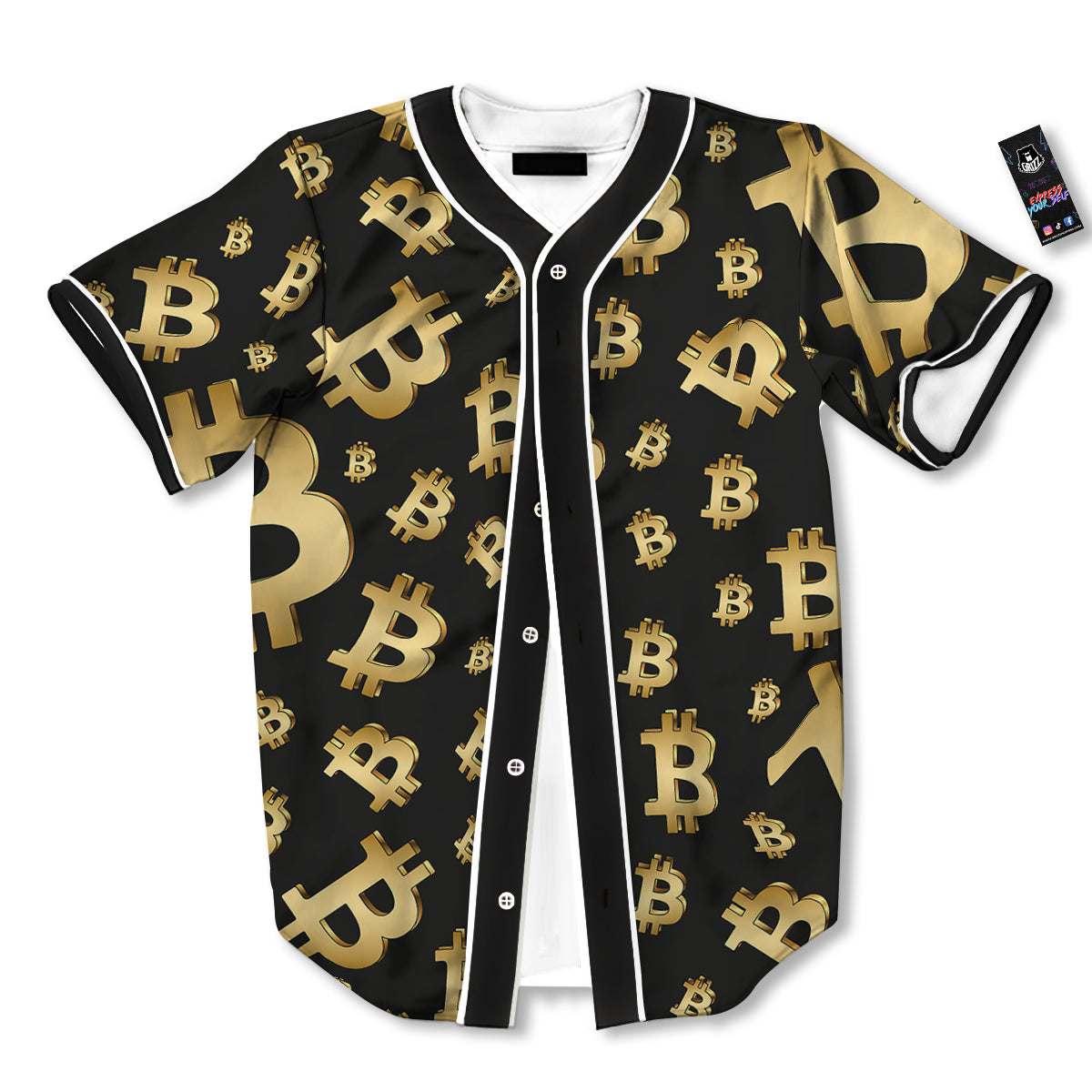 Cryptocurrency Bitcoin Print Pattern Baseball Jersey-grizzshop