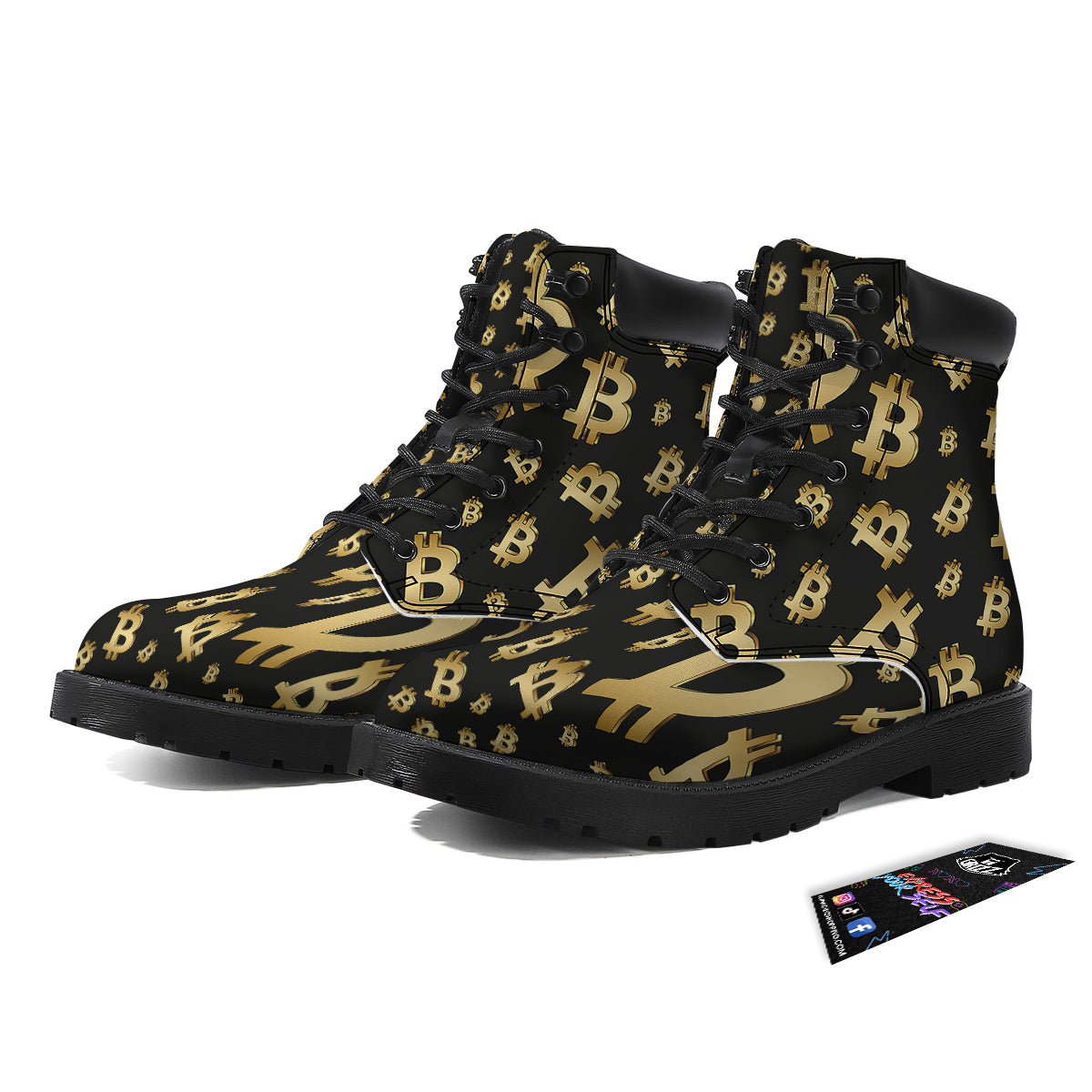Cryptocurrency Bitcoin Print Pattern Boots-grizzshop