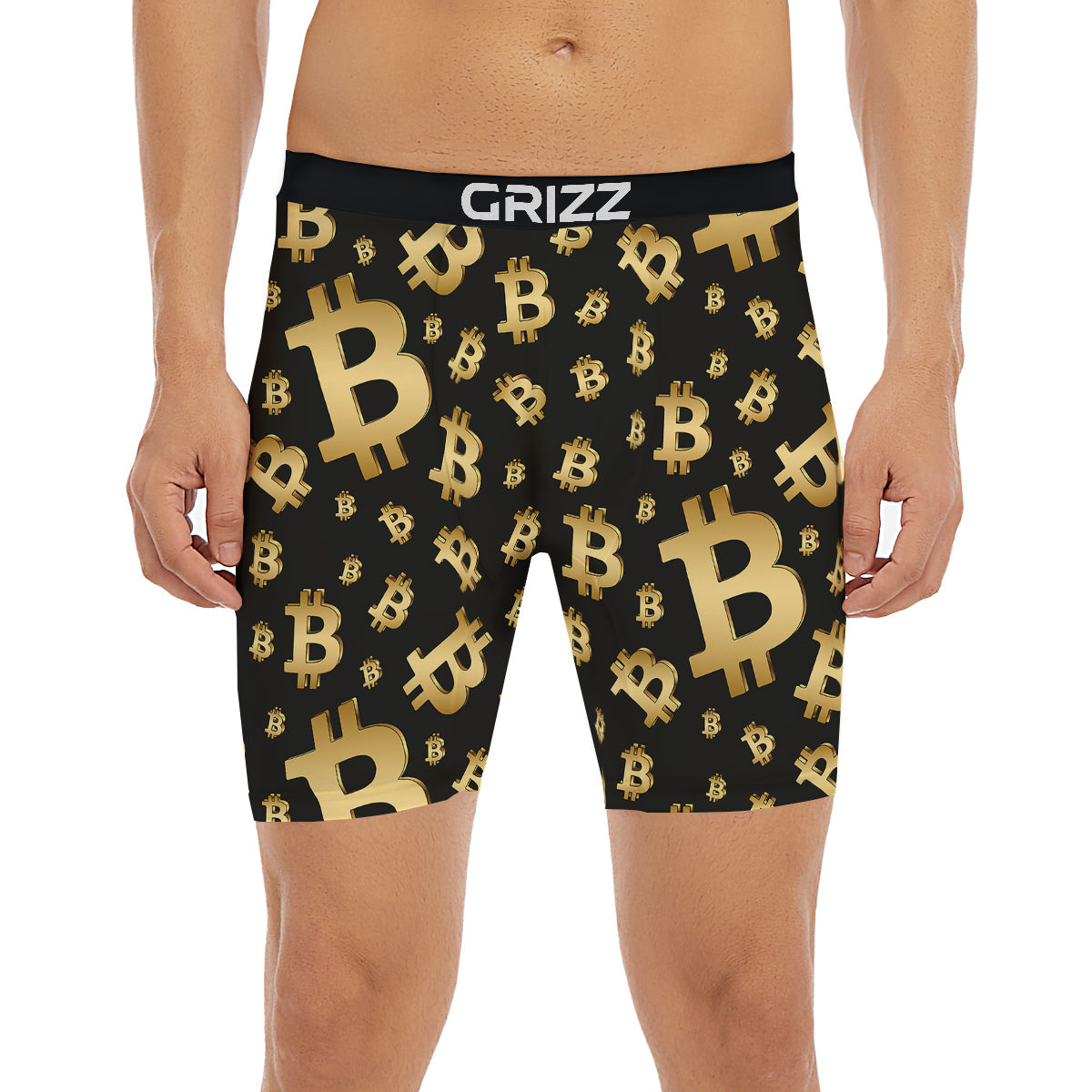Cryptocurrency Bitcoin Print Pattern Boxer Briefs-grizzshop