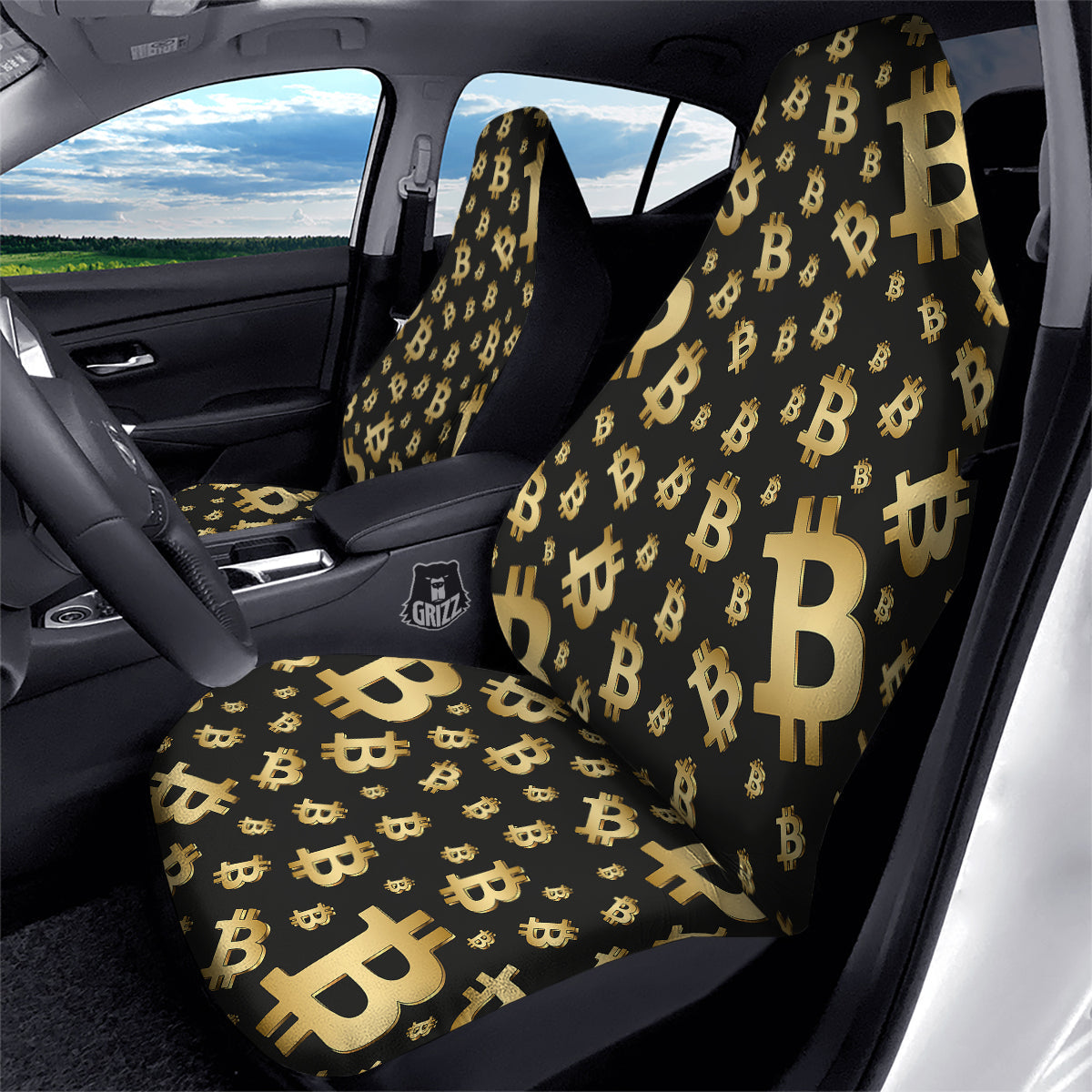 Cryptocurrency Bitcoin Print Pattern Car Seat Covers-grizzshop