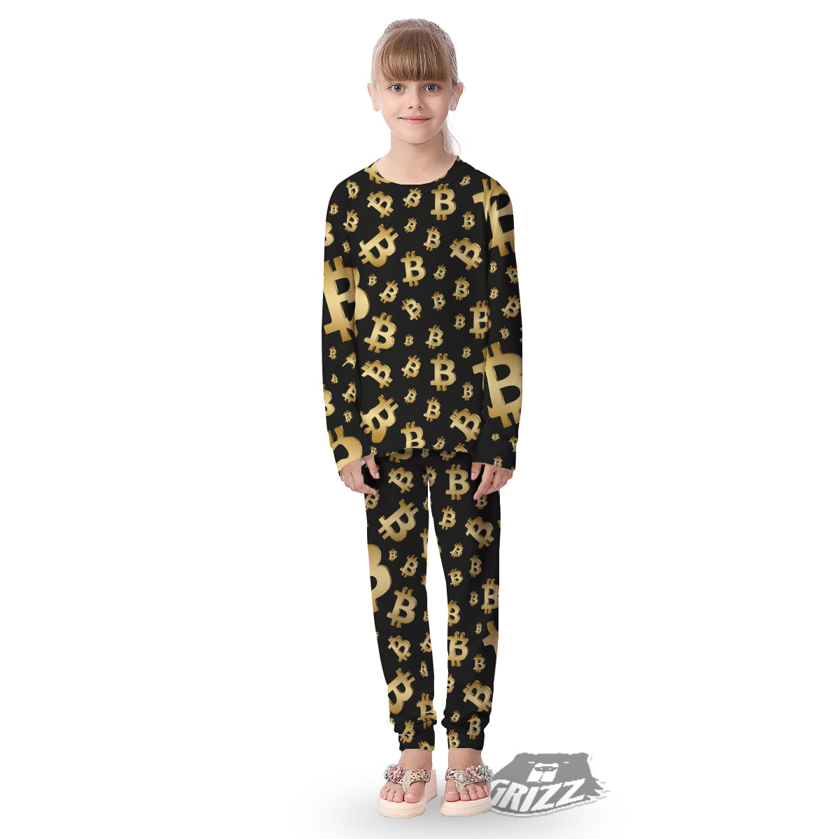 Cryptocurrency Bitcoin Print Pattern Kid's Pajamas-grizzshop
