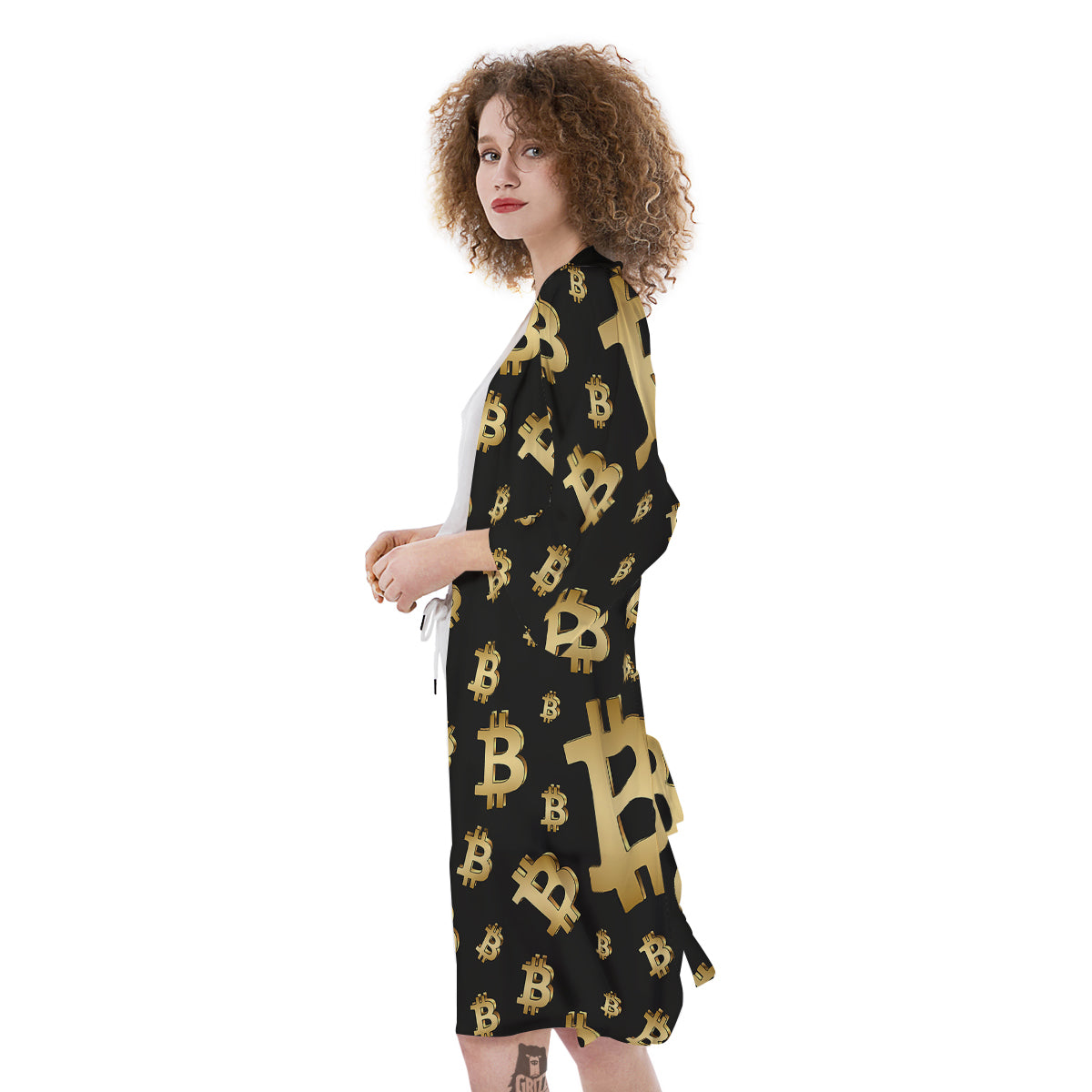 Cryptocurrency Bitcoin Print Pattern Kimono-grizzshop