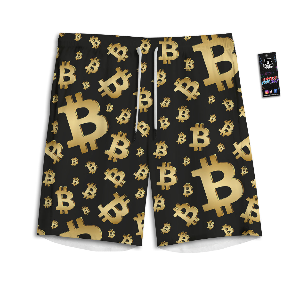 Cryptocurrency Bitcoin Print Pattern Men's Athletic Shorts