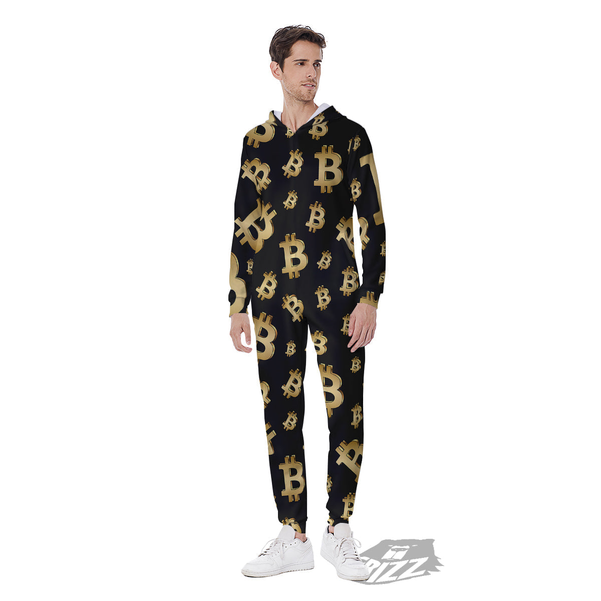 Cryptocurrency Bitcoin Print Pattern Men's Jumpsuit-grizzshop