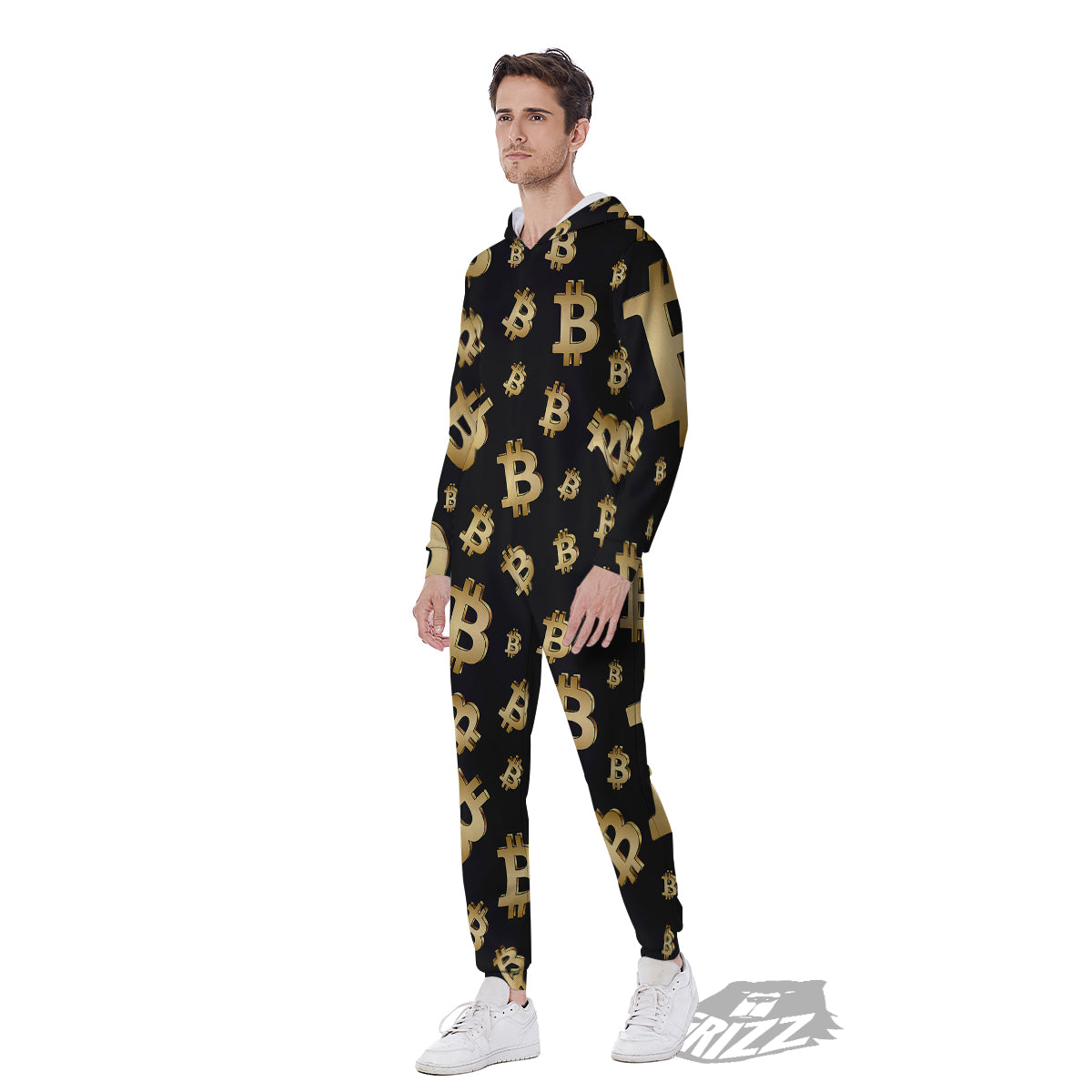 Cryptocurrency Bitcoin Print Pattern Men's Jumpsuit-grizzshop
