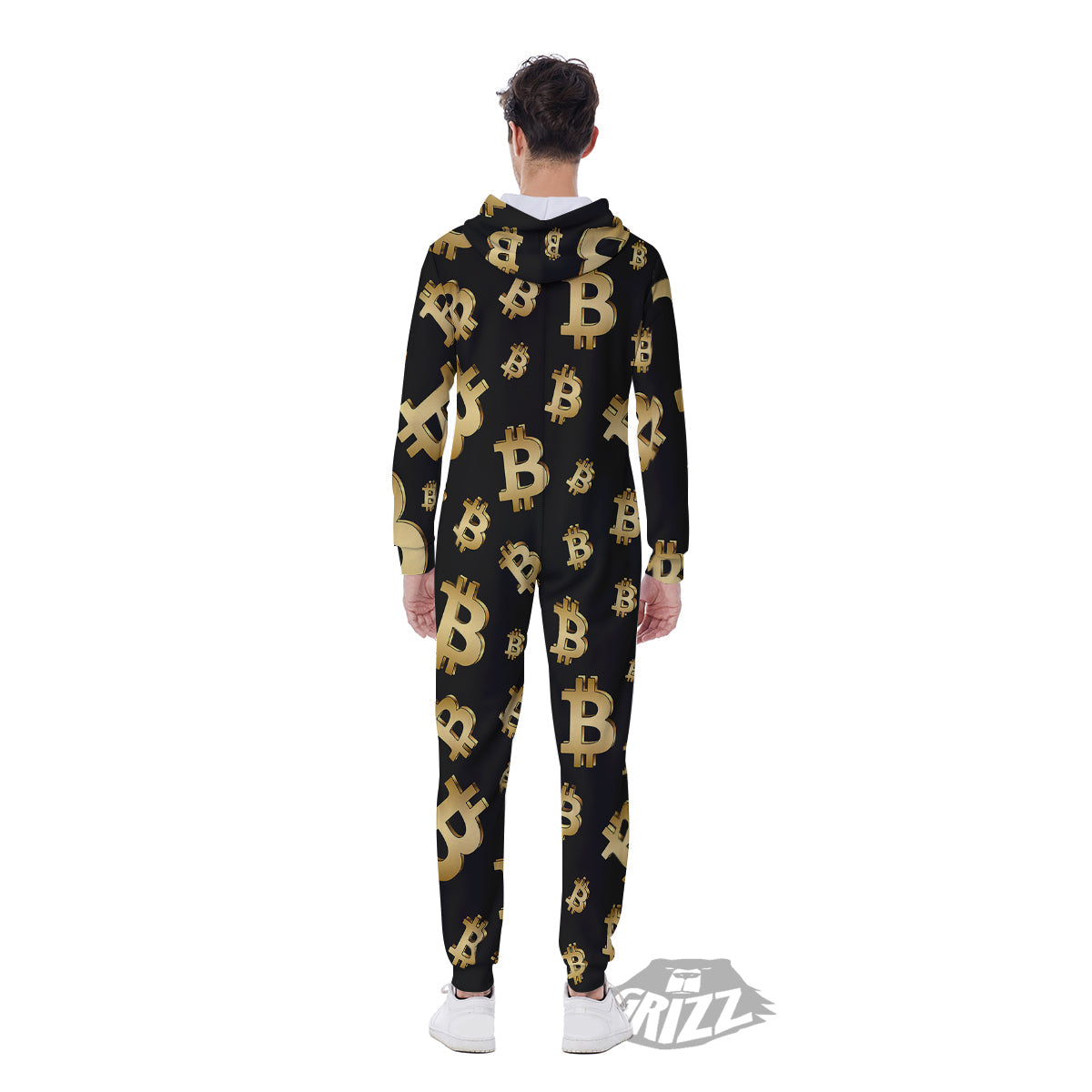 Cryptocurrency Bitcoin Print Pattern Men's Jumpsuit-grizzshop