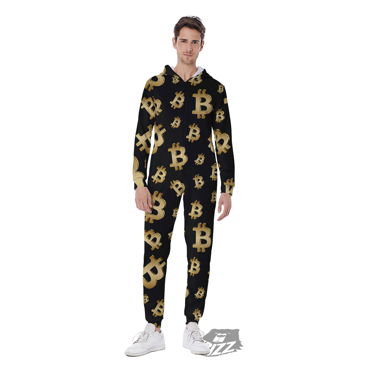 Cryptocurrency Bitcoin Print Pattern Men's Jumpsuit-grizzshop