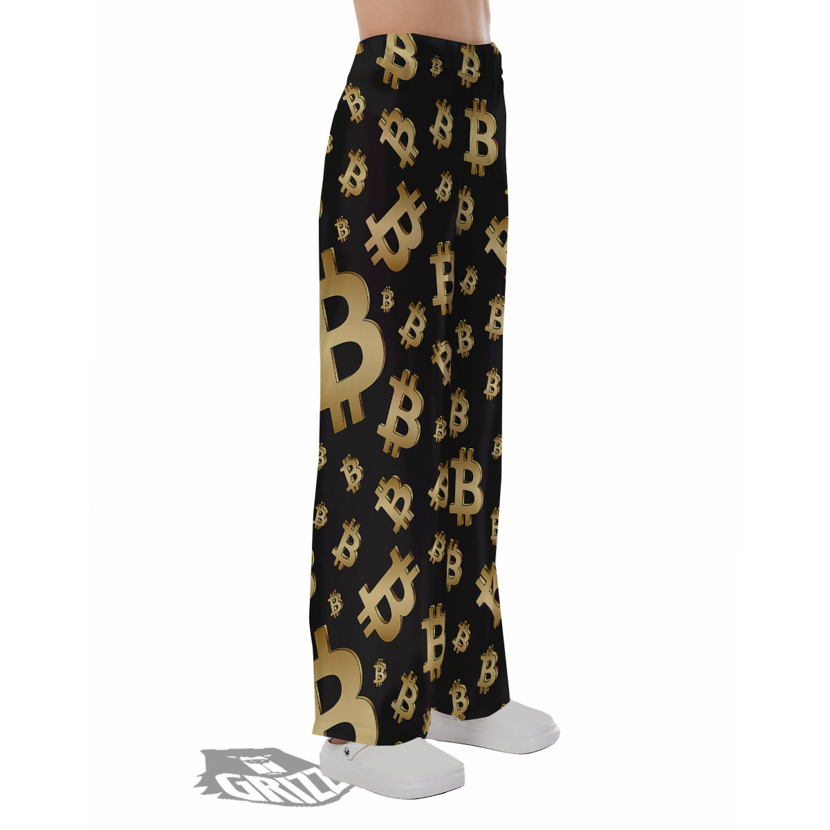 Cryptocurrency Bitcoin Print Pattern Pajama Pants-grizzshop