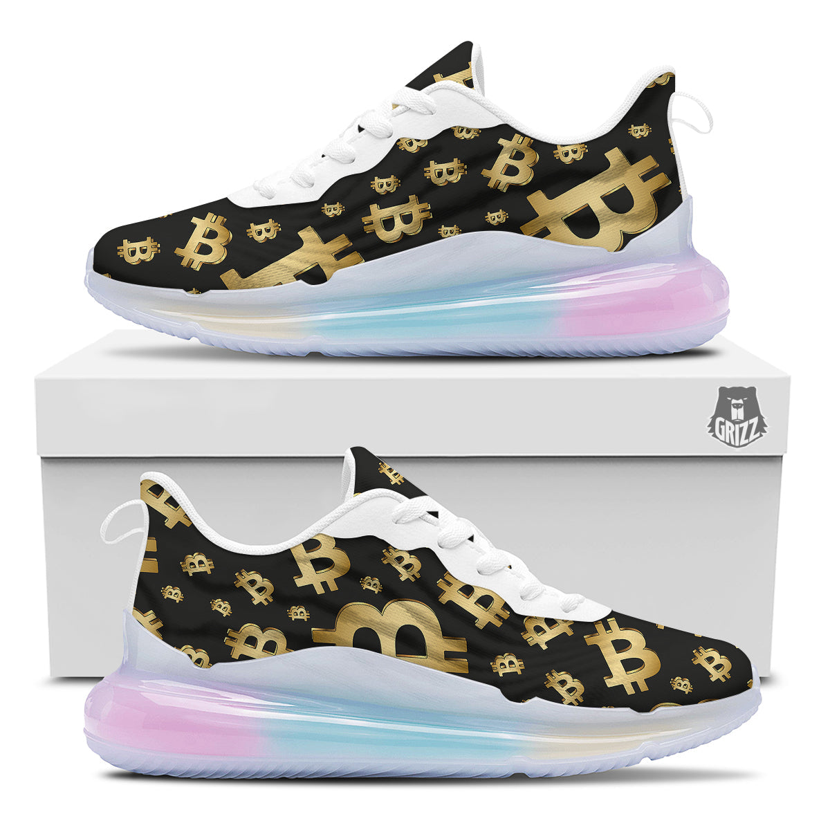 Cryptocurrency Bitcoin Print Pattern Running Sneakers-grizzshop