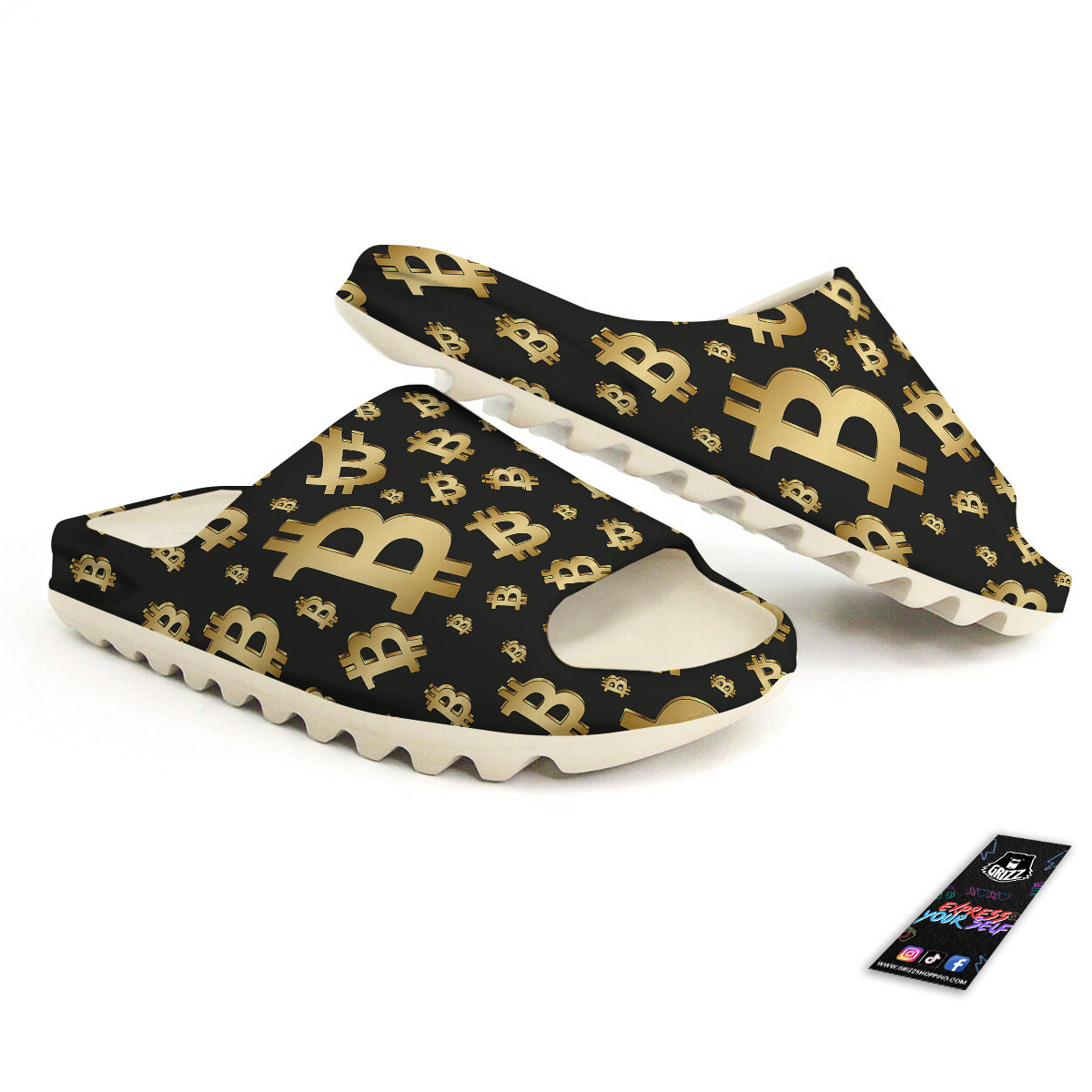 Cryptocurrency Bitcoin Print Pattern Sandals-grizzshop