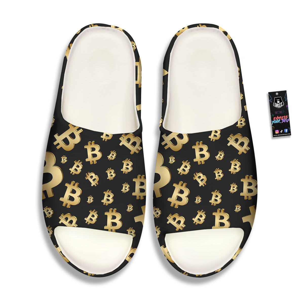 Cryptocurrency Bitcoin Print Pattern Sandals-grizzshop