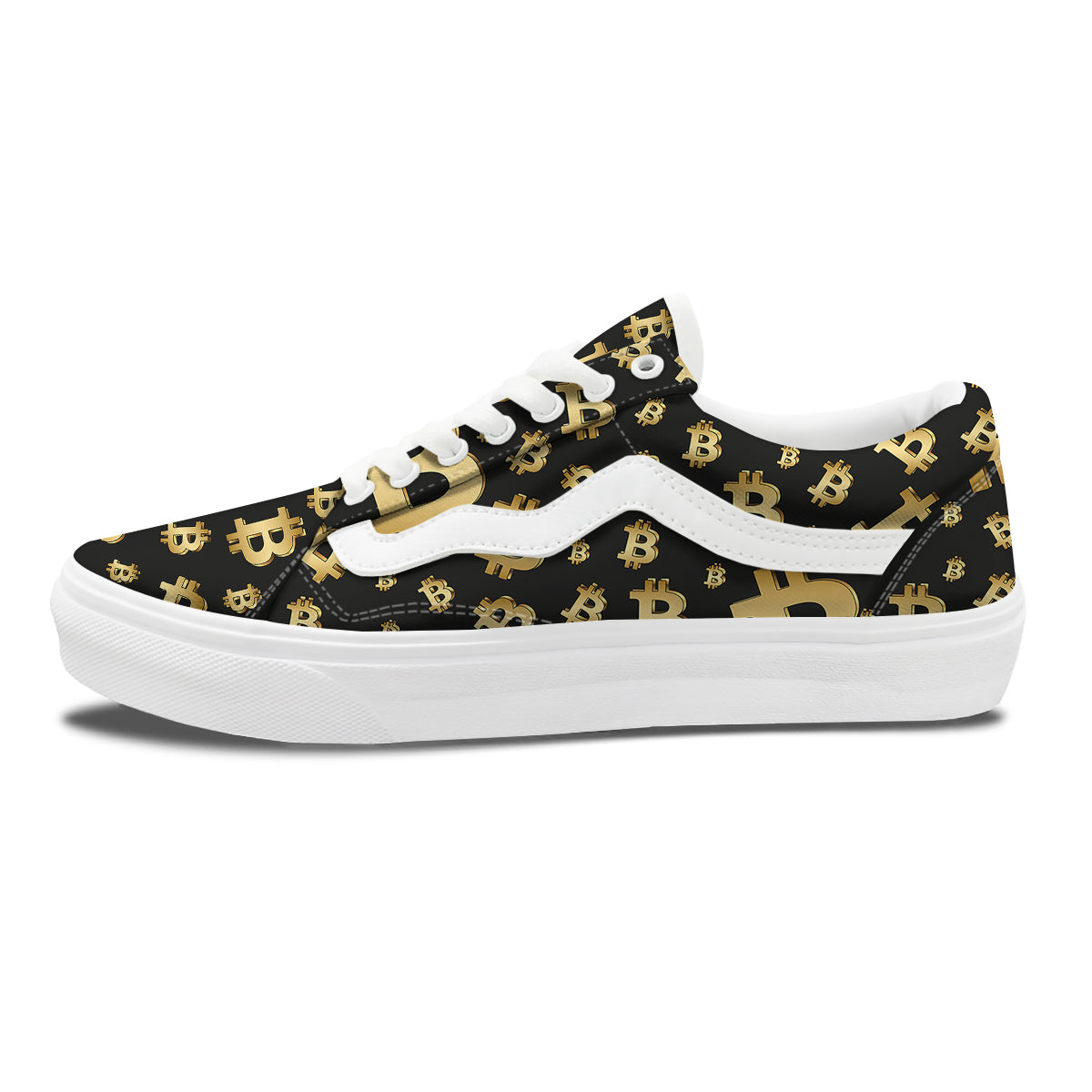 Cryptocurrency Bitcoin Print Pattern Skate Shoes-grizzshop