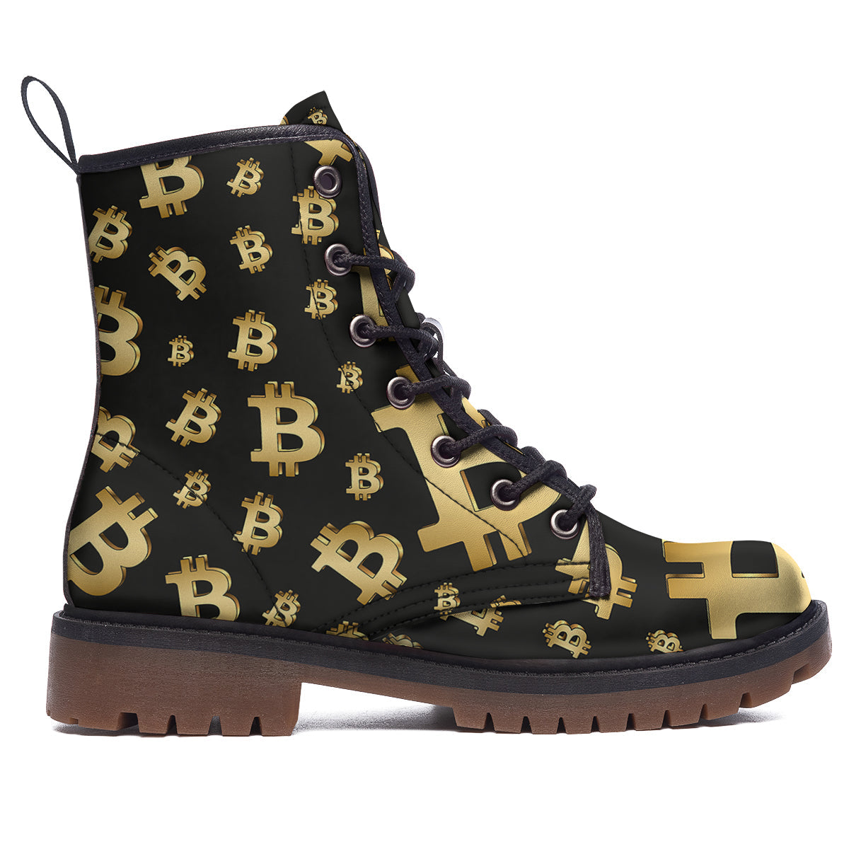 Cryptocurrency Bitcoin Print Pattern Work Boots-grizzshop