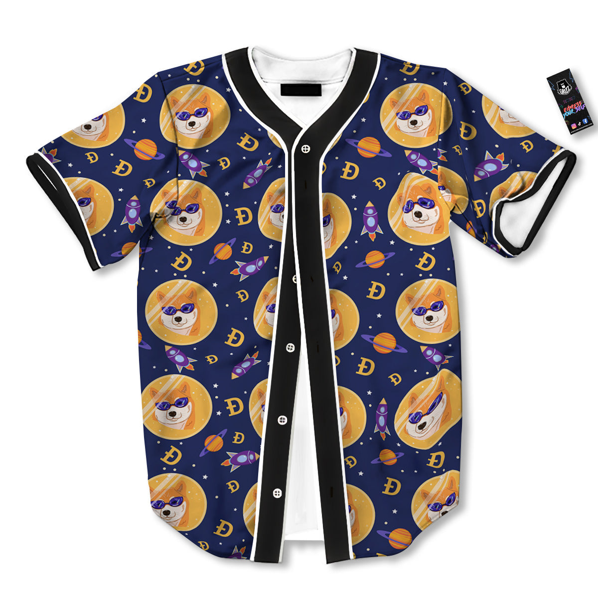 Cryptocurrency Shiba Print Pattern Baseball Jersey-grizzshop
