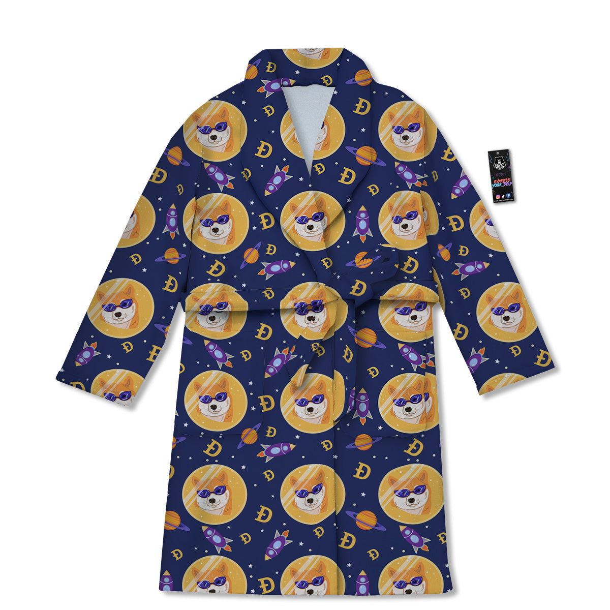 Cryptocurrency Shiba Print Pattern Bathrobe-grizzshop